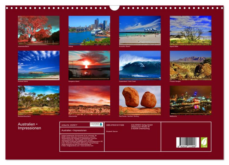 Produktbild: Australien &bull; Impressionen (Wandkalender 2026 DIN A3 quer), CALVENDO Monatskalender