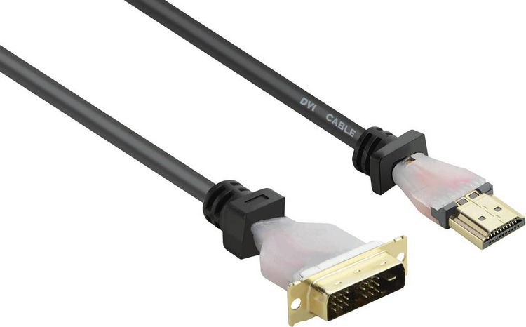 Produktbild: Renkforce DVI / HDMI Adapterkabel DVI-D 18+1pol. Stecker, HDMI-A Stecker 5.00 m Schwarz RF-4212219 vergoldete Steckkontakte, schraubbar DVI-Kabel