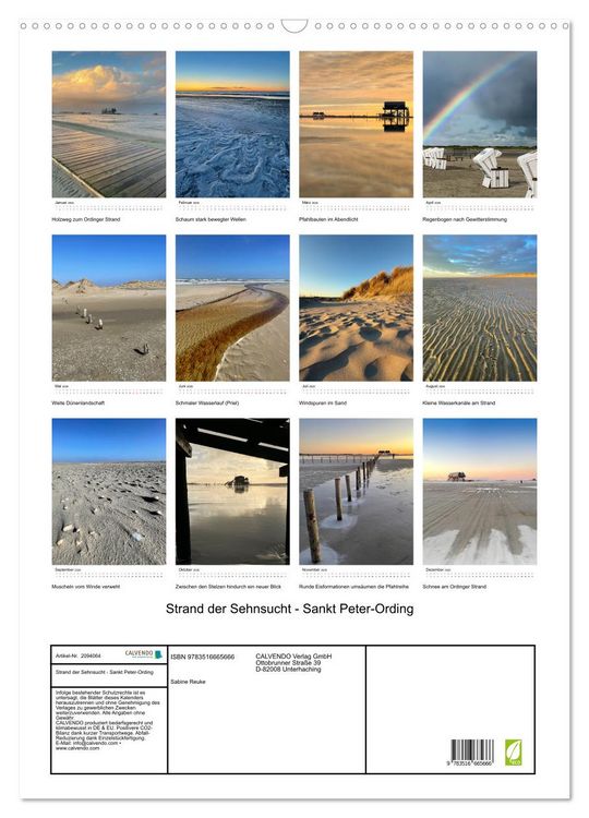 Produktbild: Strand der Sehnsucht - Sankt Peter-Ording (Wandkalender 2026 DIN A2 hoch), CALVENDO Monatskalender