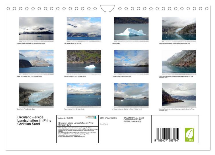 Produktbild: Gr&ouml;nland - eisige Landschaften im Prins Christian Sund (Wandkalender 2026 DIN A4 quer), CALVENDO Monatskalender