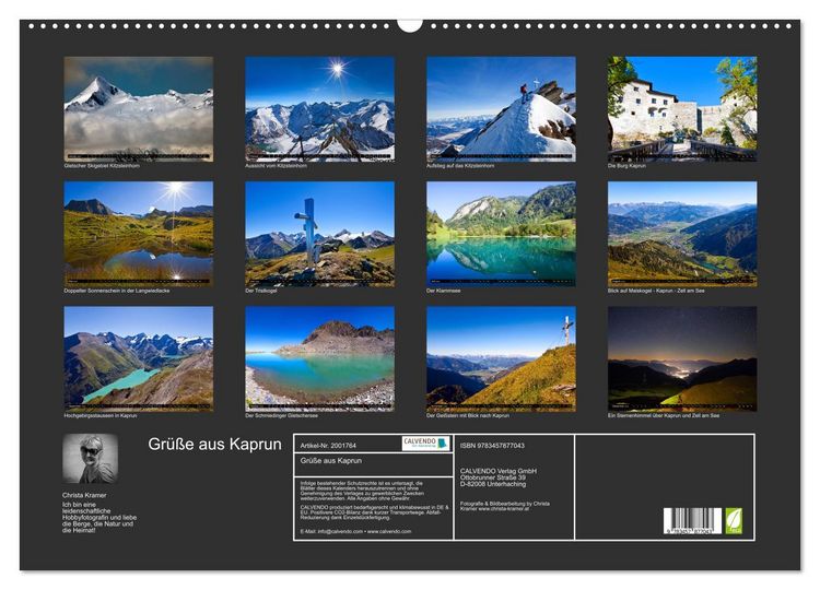Produktbild: Gr&uuml;&szlig;e aus Kaprun (Wandkalender 2026 DIN A2 quer), CALVENDO Monatskalender
