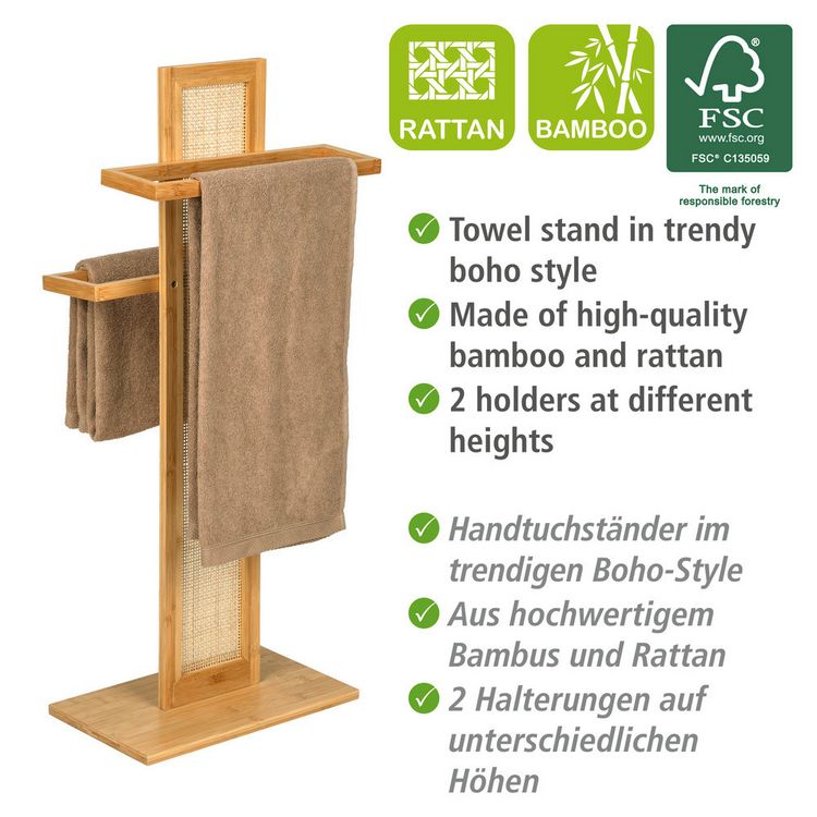 Produktbild: Handtuchst&auml;nder Mod. Allegre, aus Bambus und Rattan
