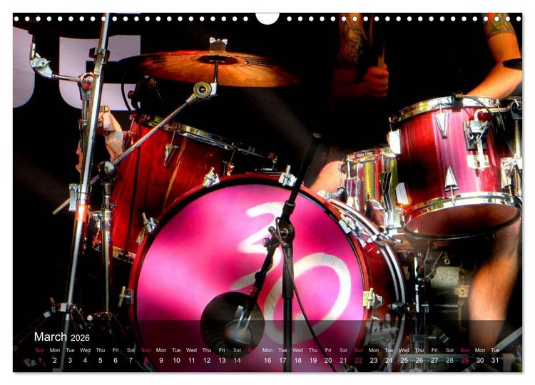 Produktbild: DRUMS ONSTAGE (Wall Calendar 2026 DIN A3 landscape), CALVENDO 12 Month Wall Calendar