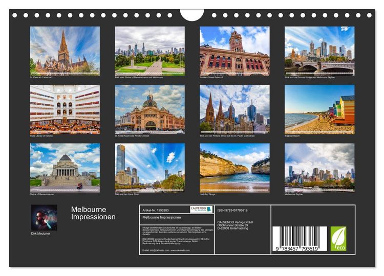 Produktbild: Melbourne Impressionen (Wandkalender 2026 DIN A4 quer), CALVENDO Monatskalender