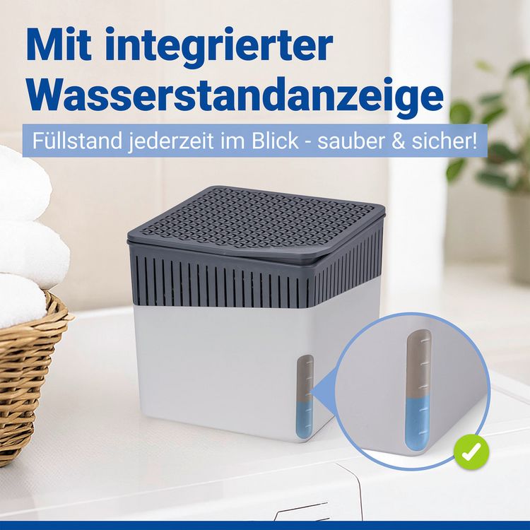 Produktbild: Raumentfeuchter Mod. Cube Grau 1000 g, 2er Set, beugt Schimmel und Ger&uuml;chen vor