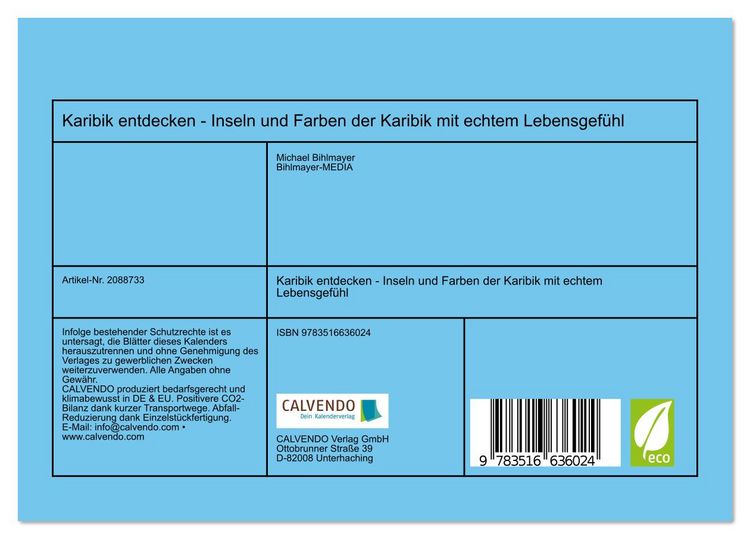 Produktbild: Karibik entdecken - Inseln und Farben der Karibik mit echtem Lebensgef&uuml;hl (Tischkalender 2026 DIN A5 quer), CALVENDO Monatskalender