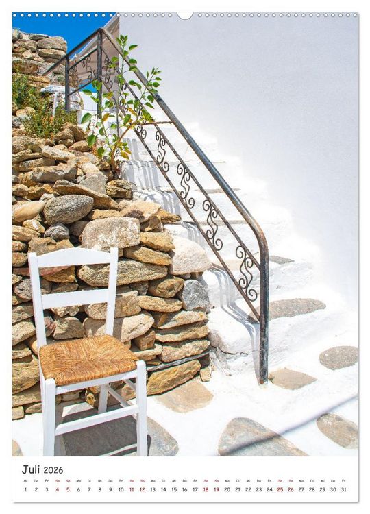 Produktbild: Treppauf, treppab in den Altstadtgassen von Mykonos (Wandkalender 2026 DIN A2 hoch), CALVENDO Monatskalender