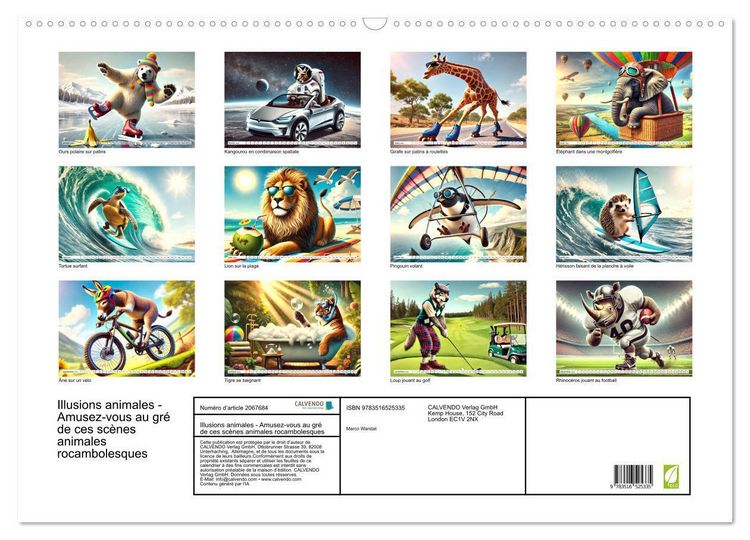 Produktbild: Illusions animales - Amusez-vous au gr&eacute; de ces sc&egrave;nes animales rocambolesques (Calendrier mural 2026 DIN A2 vertical), CALVENDO calendrier mensuel