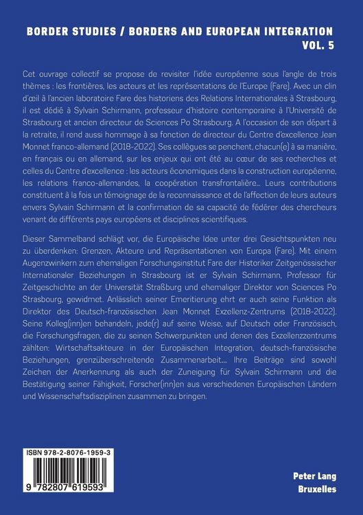 Produktbild: Fronti&egrave;res, acteurs et repr&eacute;sentations d&rsquo;Europe (Fare) Grenzen, Akteure und Repr&auml;sentationen Europas