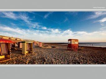 Produktbild: CALVENDO Puzzle Borkum, Badekarren im Sonnenuntergang | 1000 Teile Lege-Gr&ouml;&szlig;e 64x48cm Foto-Puzzle f&uuml;r gl&uuml;ckliche Stunden