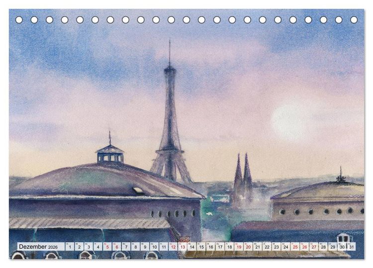 Produktbild: Frankreich Aquarelle (Tischkalender 2026 DIN A5 quer), CALVENDO Monatskalender