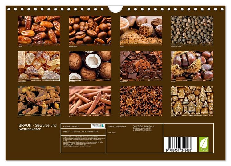 Produktbild: BRAUN - Gew&uuml;rze und K&ouml;stlichkeiten (Wandkalender 2026 DIN A4 quer), CALVENDO Monatskalender
