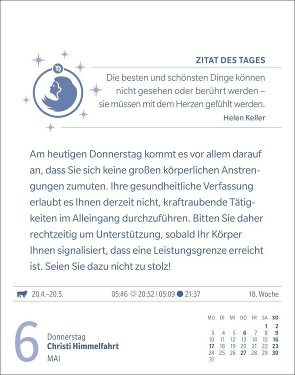 Produktbild: Jungfrau Sternzeichenkalender 2027 - Tagesabrei&szlig;kalender - Ihr Horoskop f&uuml;r jeden Tag