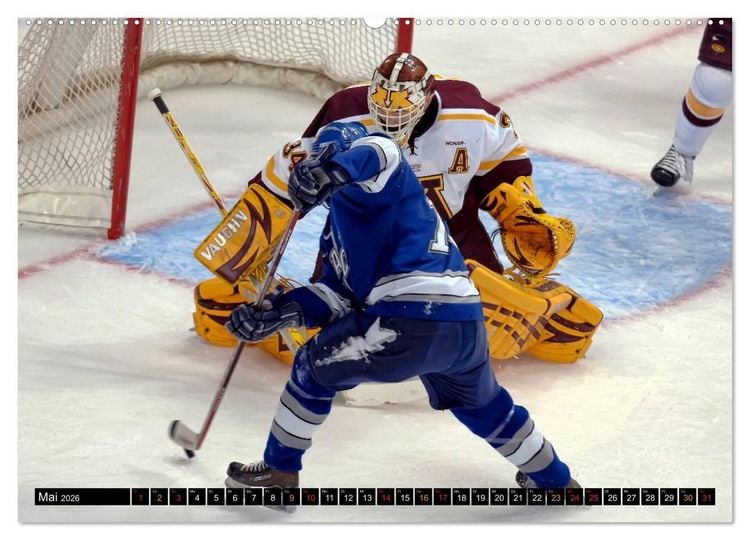 Produktbild: Mit vollem Einsatz - Eishockey (hochwertiger Premium Wandkalender 2026 DIN A2 quer), Kunstdruck in Hochglanz