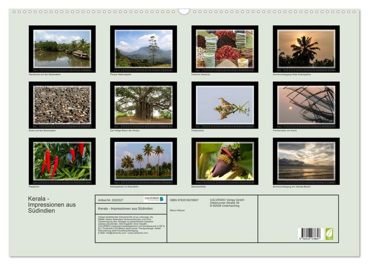 Produktbild: Kerala - Impressionen aus S&uuml;dindien (Wandkalender 2026 DIN A2 quer), CALVENDO Monatskalender