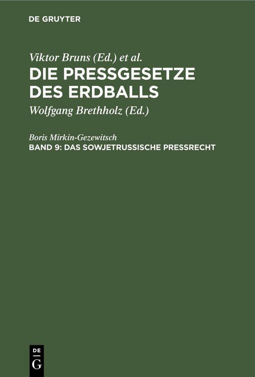 Produktbild: Das sowjetrussische Pre&szlig;recht