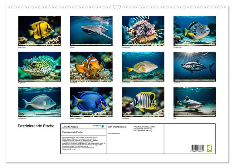 Produktbild: Faszinierende Fische (Wandkalender 2026 DIN A2 quer), CALVENDO Monatskalender