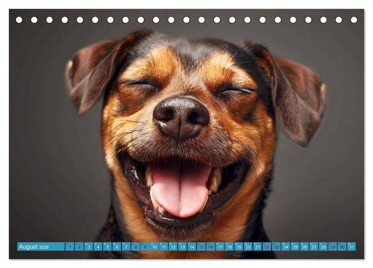 Produktbild: L&auml;chelnde Hunde sind wie Sonnenschein auf vier Pfoten (Tischkalender 2026 DIN A5 quer), CALVENDO Monatskalender