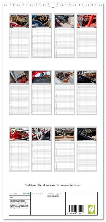 Produktbild: Familienplaner 2026 - Einsteigen, bitte! - Innenansichten automobiler Ikonen mit 5 Spalten (Wandkalender, 21 x 45 cm) CALVENDO
