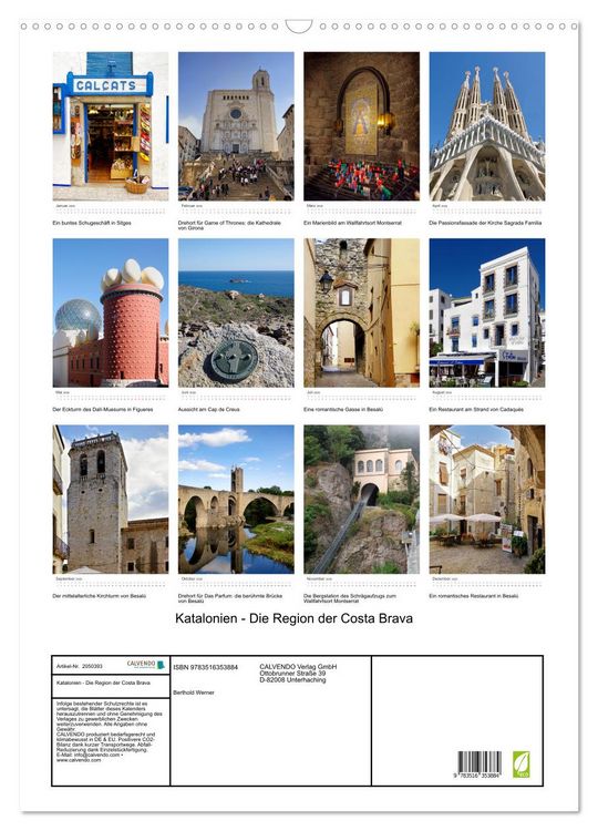 Produktbild: Katalonien - Die Region der Costa Brava (Wandkalender 2026 DIN A2 hoch), CALVENDO Monatskalender