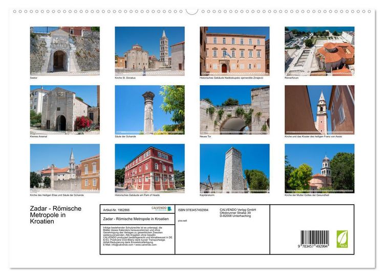 Produktbild: Zadar - R&ouml;mische Metropole in Kroatien (hochwertiger Premium Wandkalender 2026 DIN A2 quer), Kunstdruck in Hochglanz