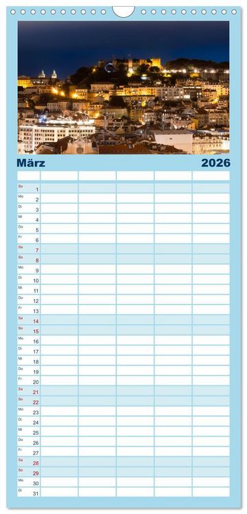 Produktbild: Familienplaner 2026 - Eine Stadt voller Charme - Lissabon mit 5 Spalten (Wandkalender, 21 x 45 cm) CALVENDO