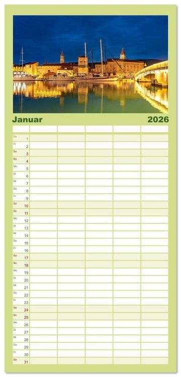 Produktbild: Familienplaner 2026 - Kroatien - Welterbe Trogir mit 5 Spalten (Wandkalender, 21 x 45 cm) CALVENDO