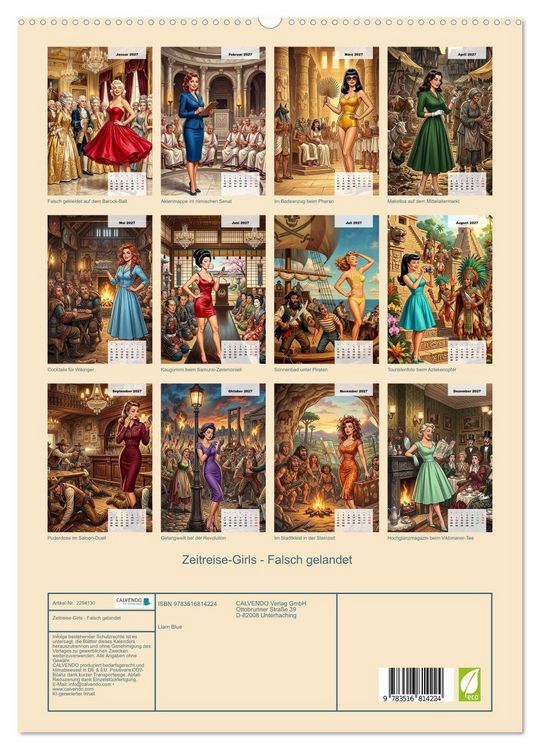 Produktbild: Zeitreise-Girls - Falsch gelandet (hochwertiger Premium Wandkalender 2027 DIN A2 hoch), Kunstdruck in Hochglanz