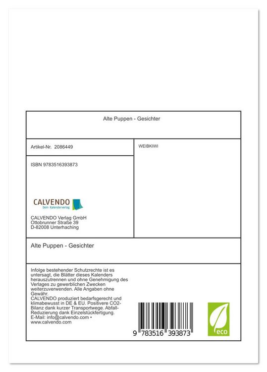 Produktbild: Alte Puppen - Gesichter (Tischkalender 2026 DIN A5 hoch), CALVENDO Monatskalender