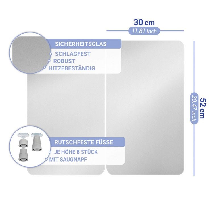 Produktbild: Herdabdeckplatte Universal Mod. Silber, 2er Set, f&uuml;r alle Herdarten geeignet