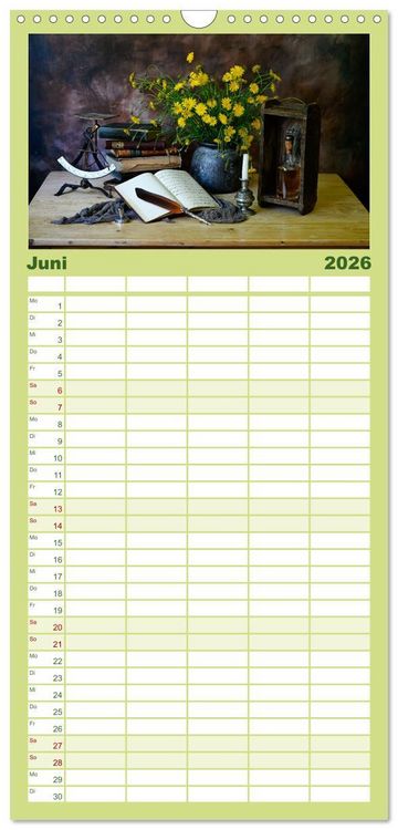 Produktbild: Familienplaner 2026 - Stillleben Alte Meister mit 5 Spalten (Wandkalender, 21 x 45 cm) CALVENDO