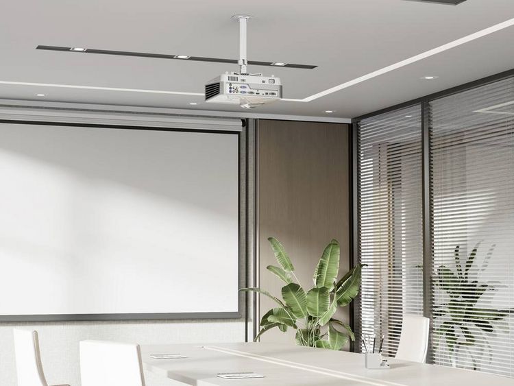 Produktbild: Reflecta Prometheus Beamer-Deckenhalterung Deckenhalter, Drehbar, Neigbar Boden-/Deckenabstand (max.): 580 mm Wei&szlig;