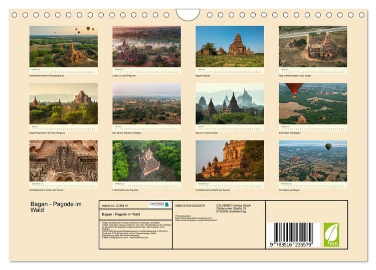 Produktbild: Bagan - Pagode im Wald (Wandkalender 2026 DIN A4 quer), CALVENDO Monatskalender