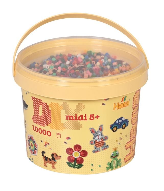 Produktbild: Hama 180-67 - Eimer mit ca. 10000 Midi-B&uuml;gelperlen, Volltonmix