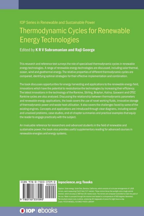Produktbild: Thermodynamic Cycles for Renewable Energy Technologies