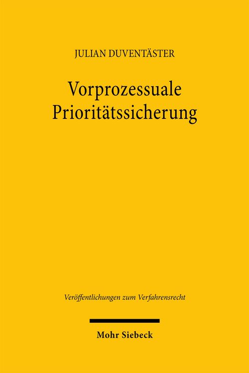 Produktbild: Duvent&auml;ster, J: Vorprozessuale Priorit&auml;tssicherung