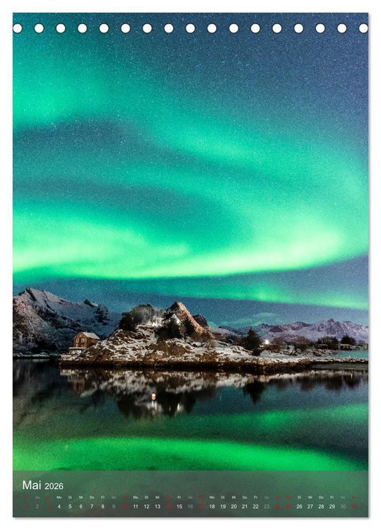 Produktbild: Aurora - Polarlicht des Nordens (Tischkalender 2026 DIN A5 hoch), CALVENDO Monatskalender