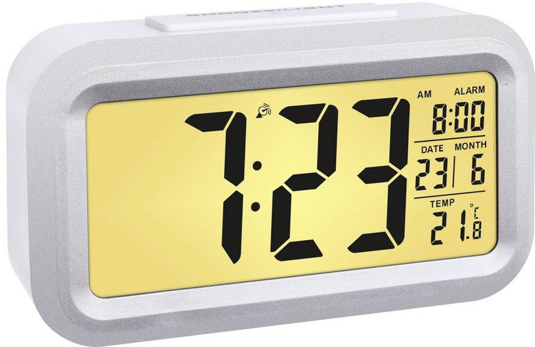 Produktbild: TFA Dostmann 60.2553.02 Funk Wecker Silber, Wei&szlig; Alarmzeiten 1