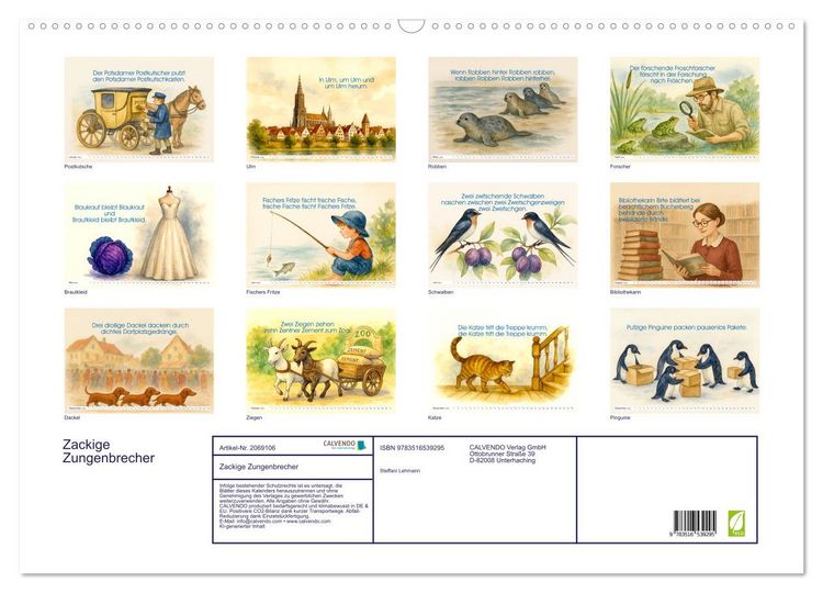 Produktbild: Zackige Zungenbrecher (Wandkalender 2026 DIN A2 quer), CALVENDO Monatskalender