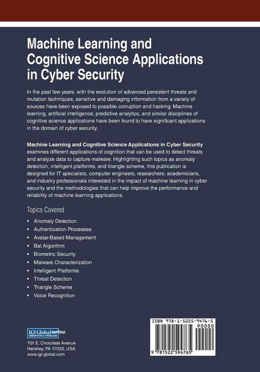 Produktbild: Machine Learning and Cognitive Science Applications in Cyber Security