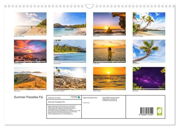 Produktbild: Summer Paradise Fiji (Wandkalender 2027 DIN A3 quer), CALVENDO Monatskalender