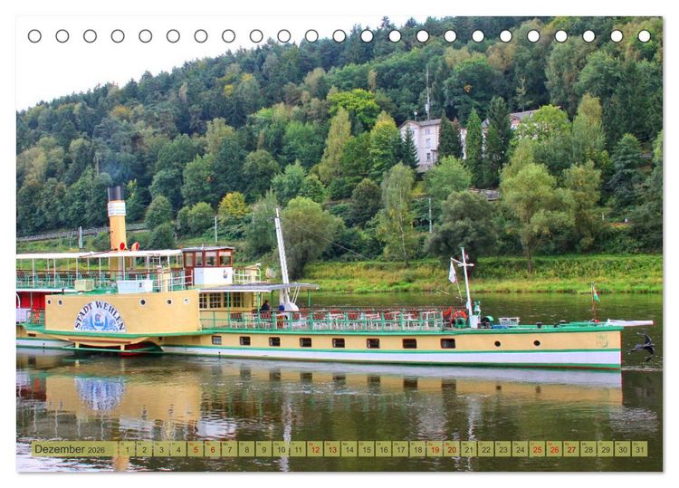 Produktbild: Seitenraddampfer &ndash; In Sachsen von K&ouml;nigstein bis Bad Schandau (Tischkalender 2026 DIN A5 quer), CALVENDO Monatskalender