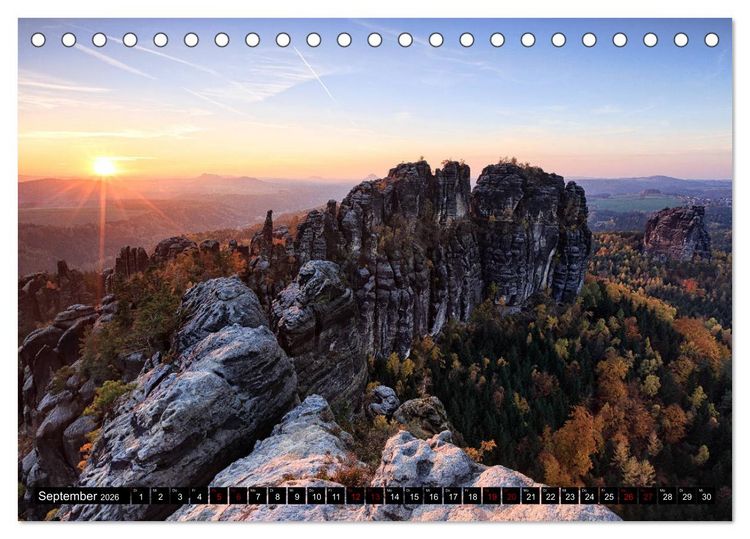Produktbild: Elbsandsteingebirge: Unterwegs in der S&auml;chsischen und B&ouml;hmischen Schweiz (Tischkalender 2026 DIN A5 quer), CALVENDO Monatskalender