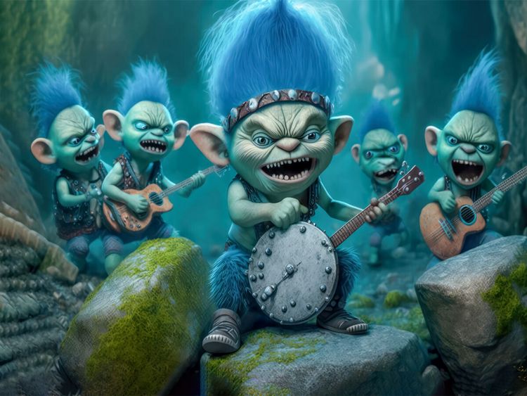 Produktbild: CALVENDO Puzzle Gruppe von Trollen mit blauem Haar | 1000 Teile Lege-Gr&ouml;&szlig;e 64x48cm Foto-Puzzle f&uuml;r gl&uuml;ckliche Stunden
