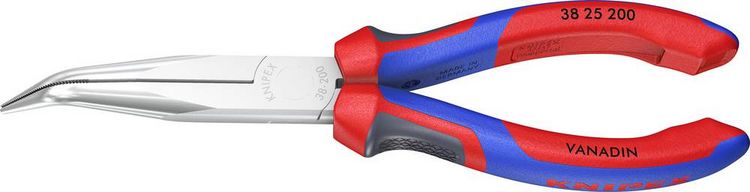 Produktbild: Knipex 38 25 200 Elektronik- u. Feinmechanik Flachrundzange 40&deg; gebogen Vanadium Elektrostahl 200 mm