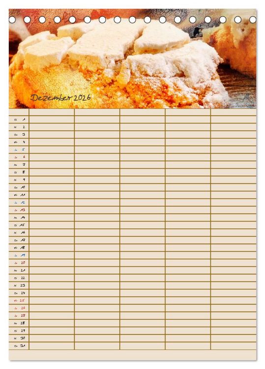 Produktbild: Italienische K&uuml;che mit Familienplaner (Tischkalender 2026 DIN A5 hoch), CALVENDO Monatskalender