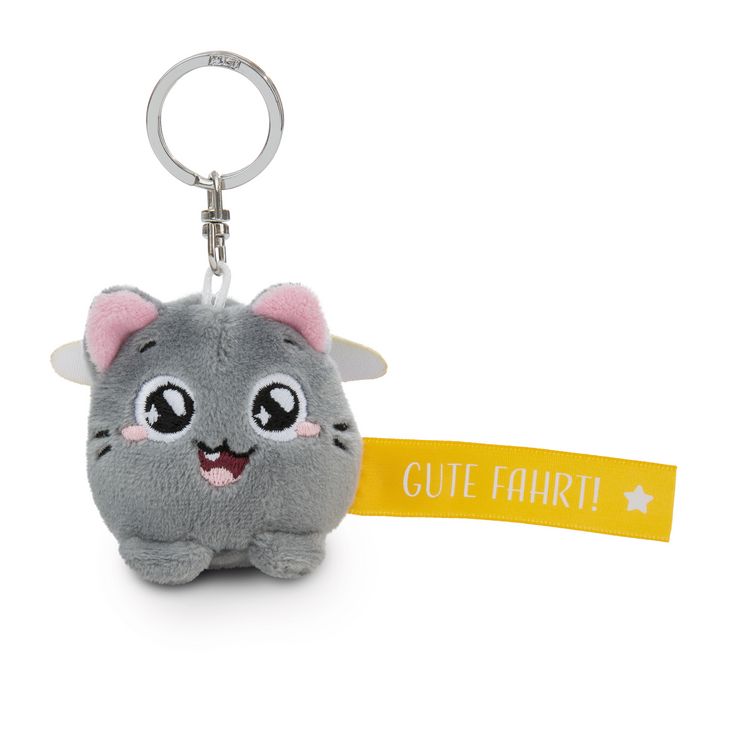Produktbild: Schl&uuml;sselanh&auml;nger Katze Gute Fahrt! gelb 5cm an