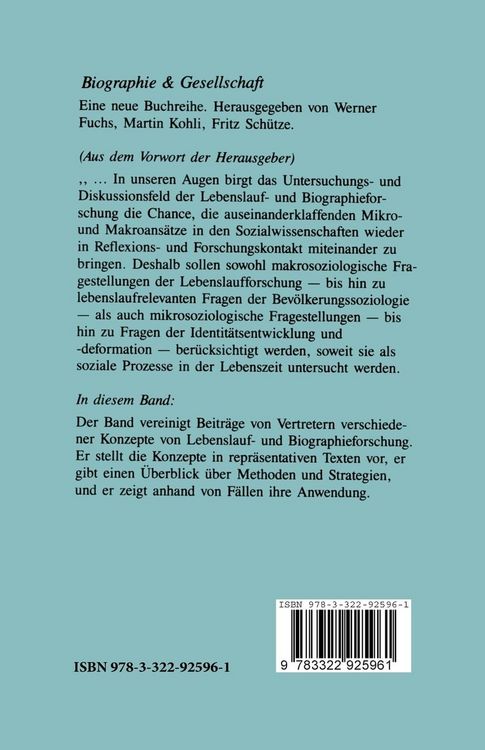 Produktbild: Methoden der Biographie- und Lebenslaufforschung