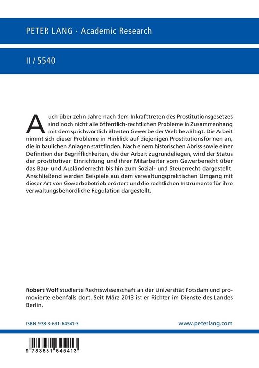 Produktbild: Die prostitutive Einrichtung und ihre Mitarbeiter im &Ouml;ffentlichen Recht &ndash; Rechtslage und Perspektiven