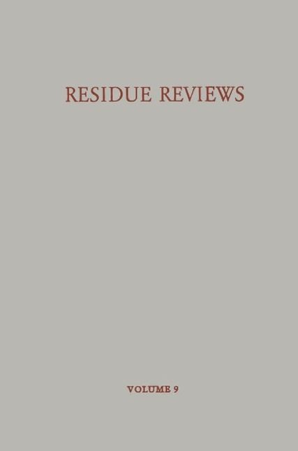 Produktbild: Residue Reviews / R&uuml;ckstands-Berichte